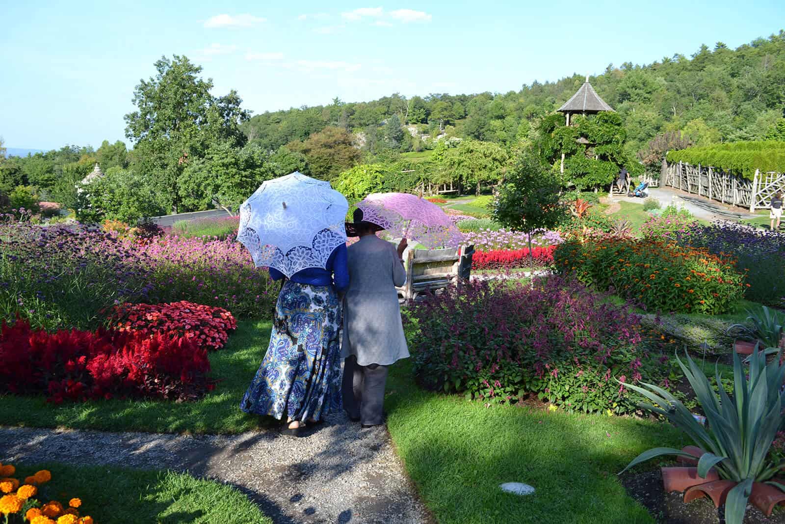 Couple walking in the gardens