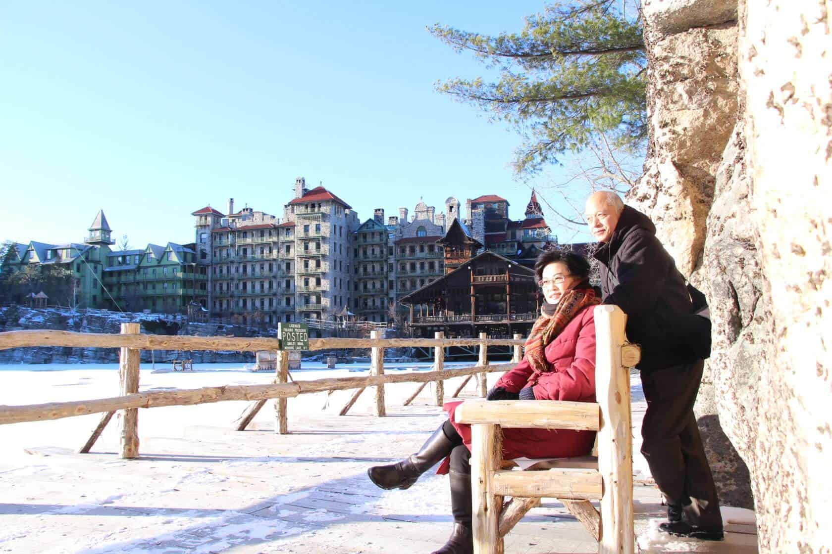 Couple Enjoying the Frozen Lake at Mohonk