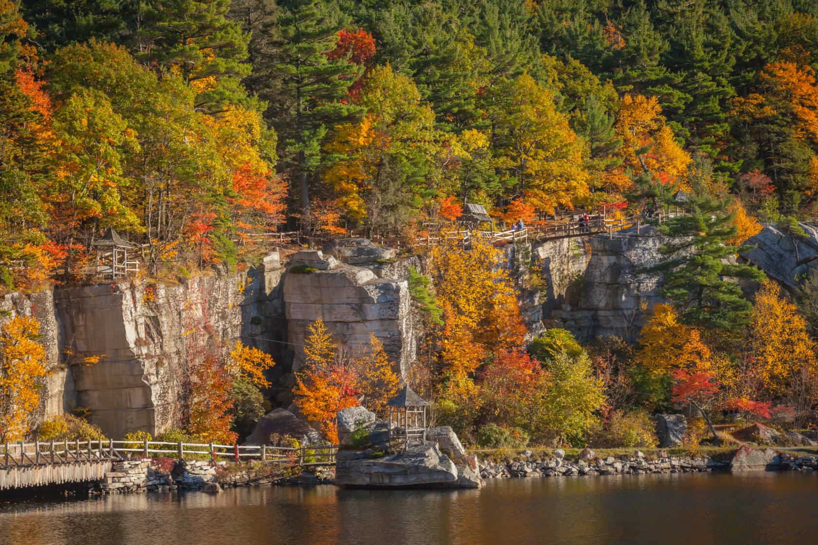 Mohonk Fall Foliage Summerhouse and Cliffs