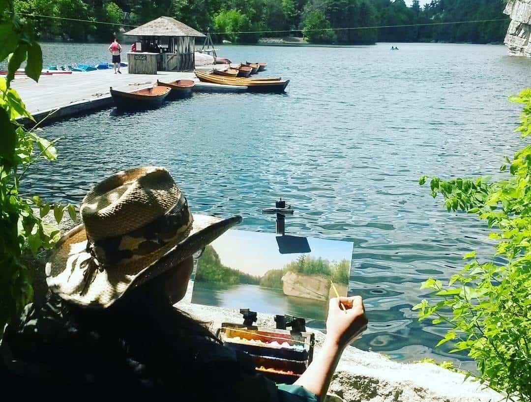 Man Painting Mohonk Lake