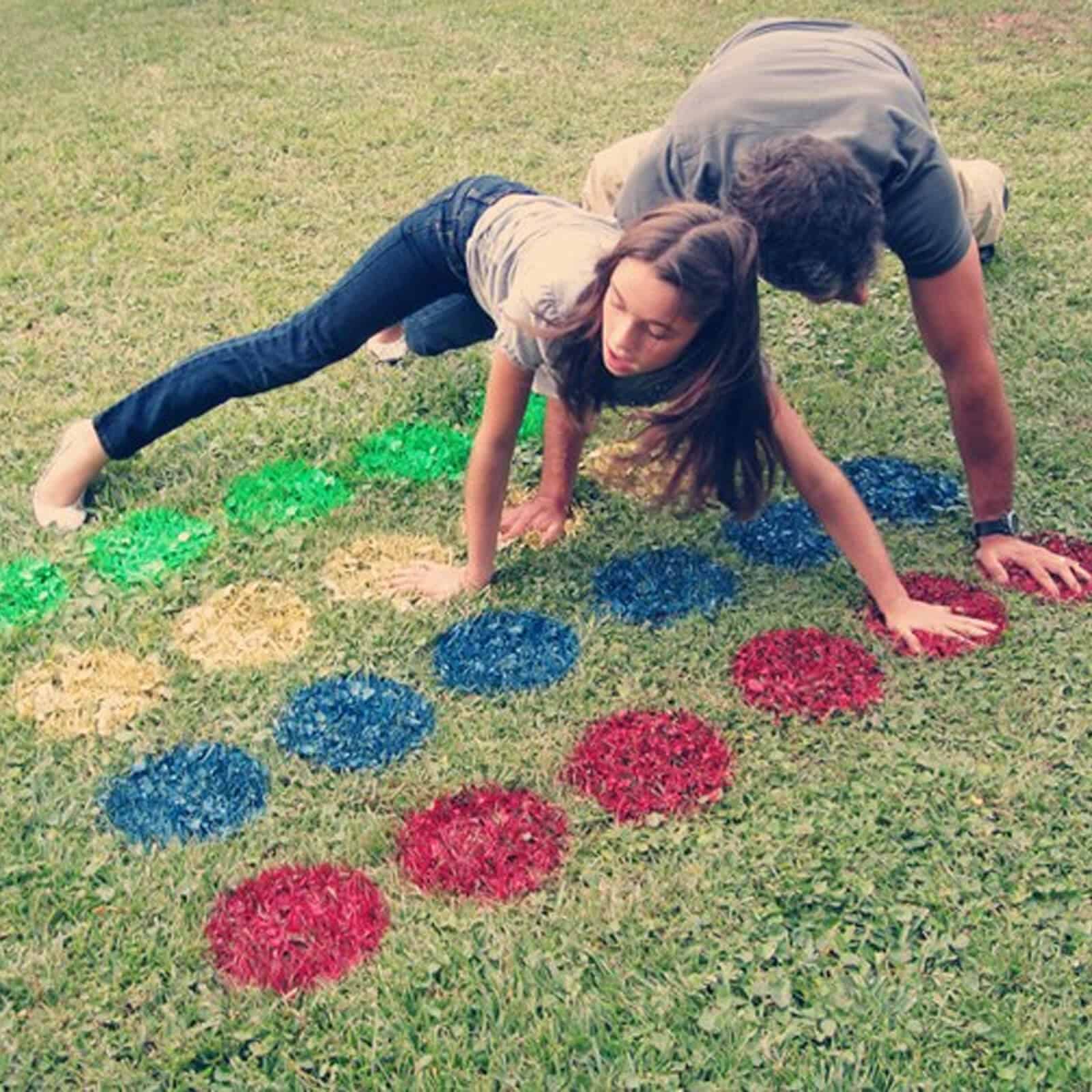 Two People Playing Lawn Twister