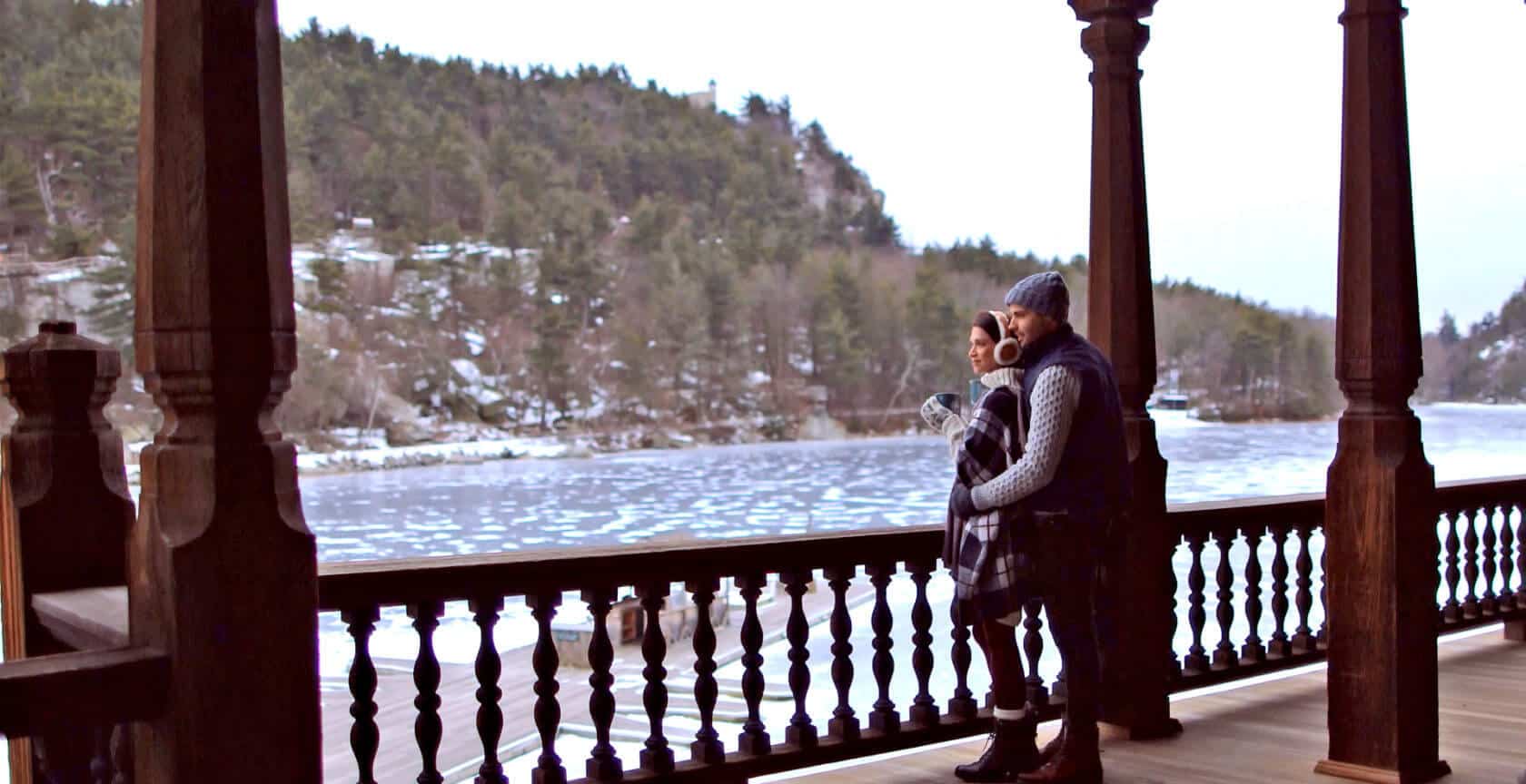 Couple Enjoying Mohonk Lake in Winter