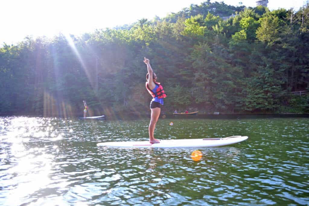 Woman Paddle Boarding on Mohonk Lake