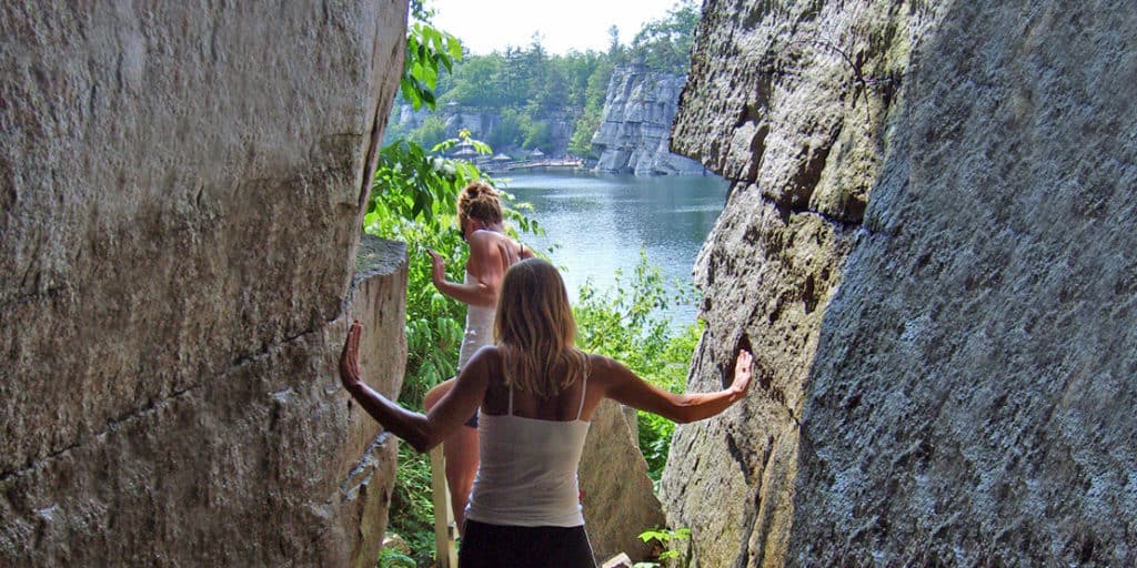 Two Women Exploring Mohonk Mountain Lake