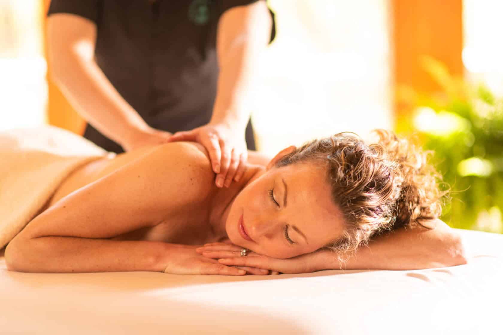 Woman receiving massage at New York Spa