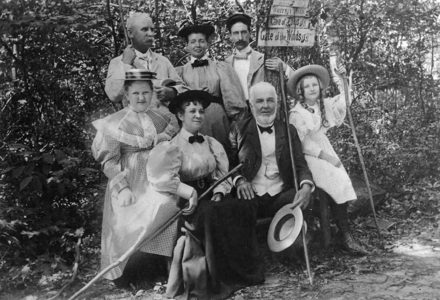 Albert Smiley leads a hike with guests, 1895
