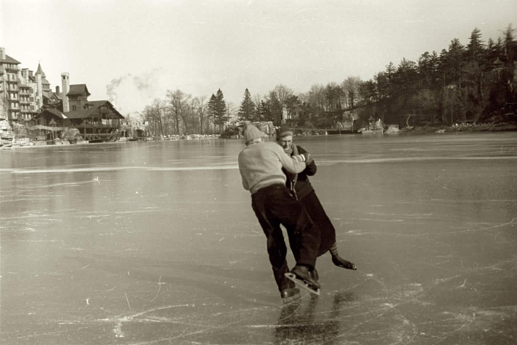 Keith and Anna Smiley ice skating on Lake Mohonk, 1935
