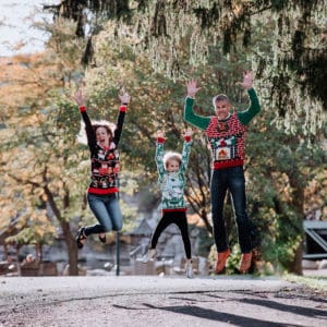 Ugly Sweater Family Jumping