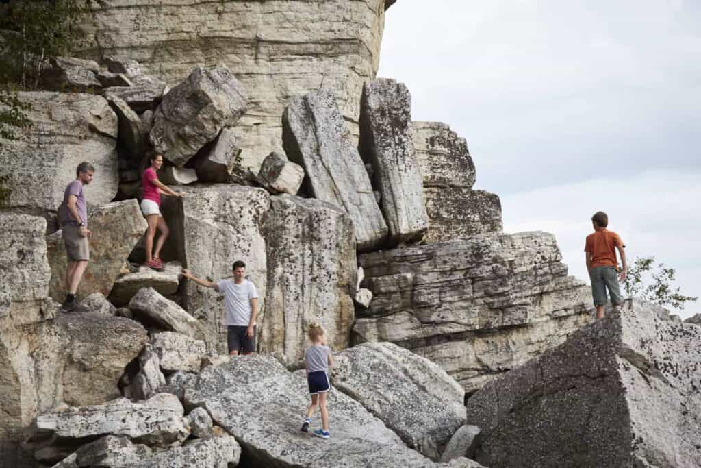 Family on Mohonk's rock scramble