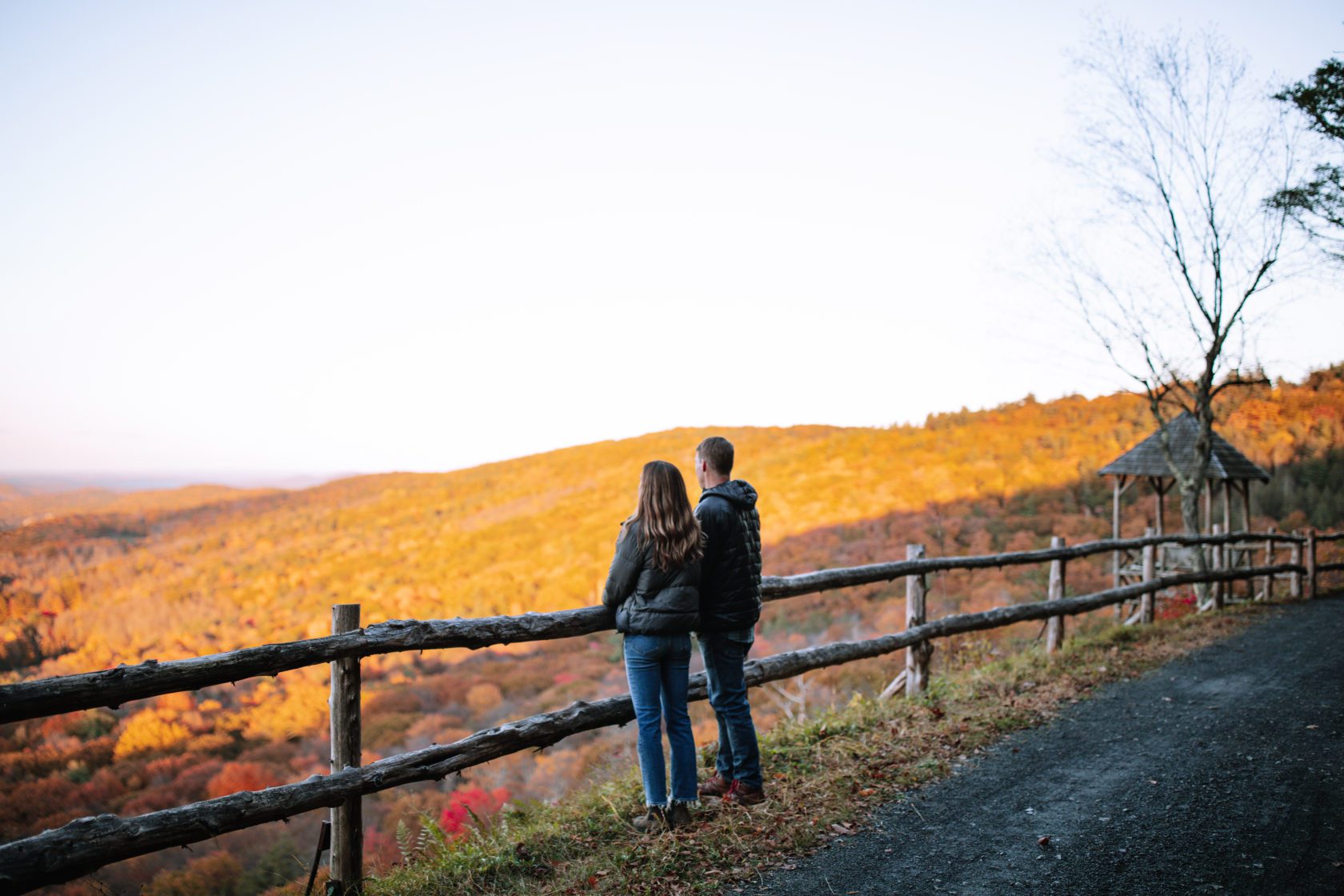 Couple hiking in the fall