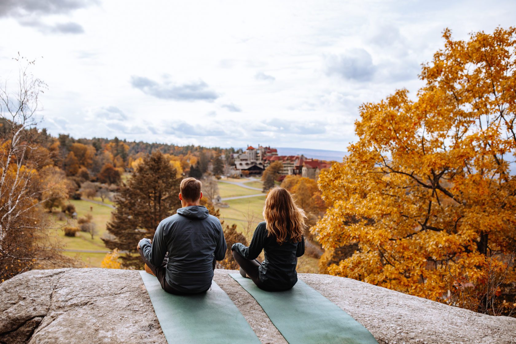 Couple Doing Outdoor Yoga at Mohonk