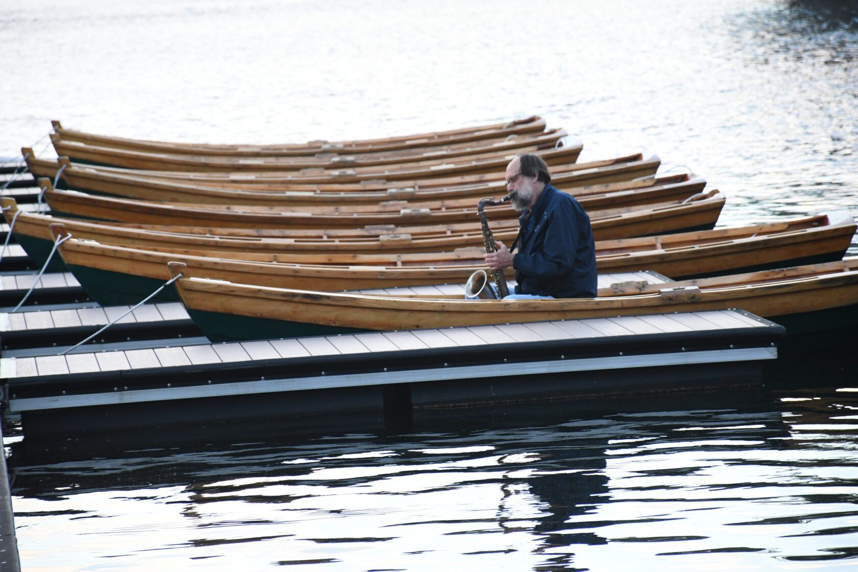 Scott in a rowboat