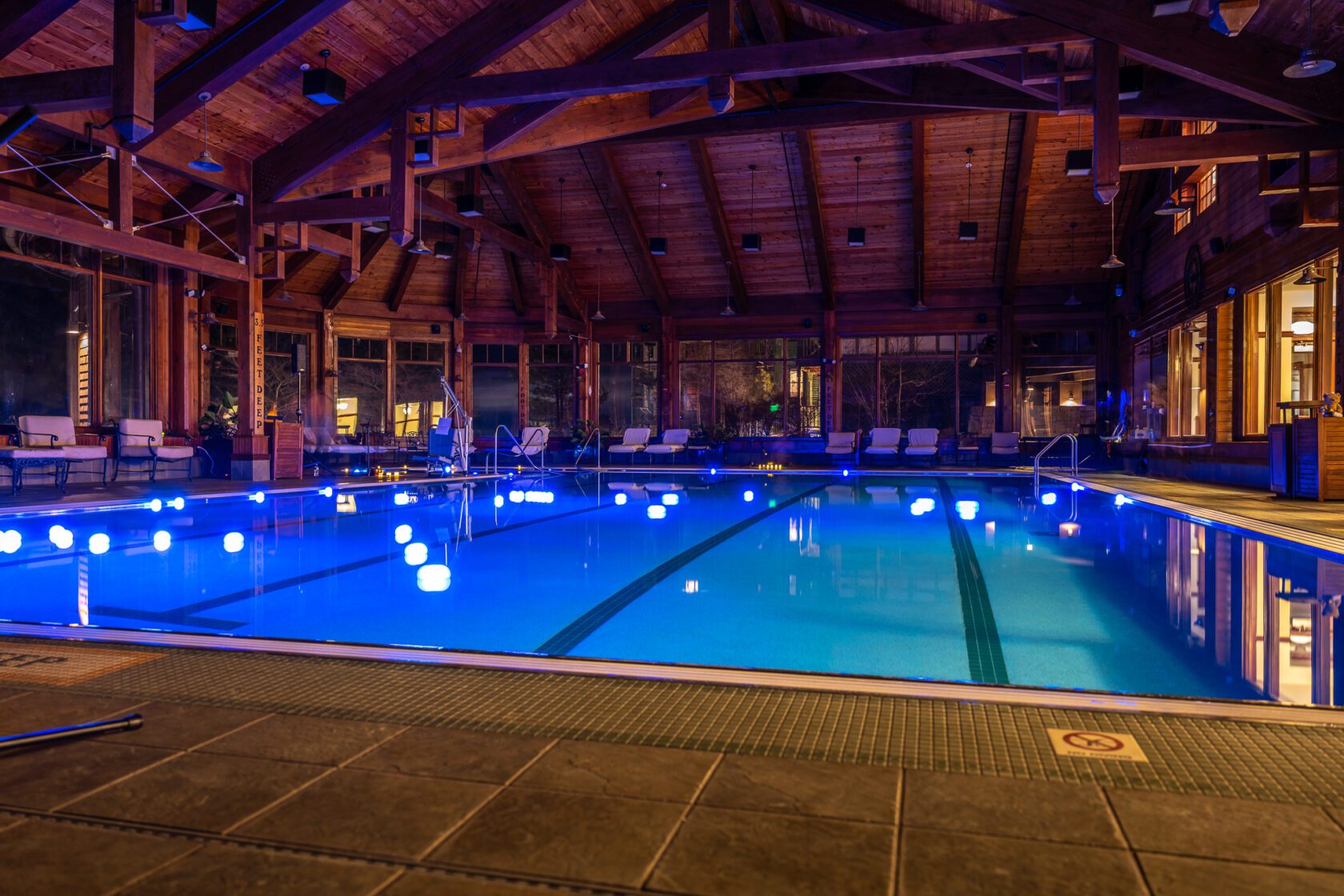 Indoor Pool with Blue Light Balls