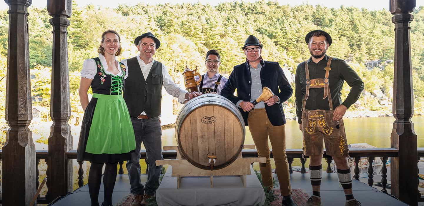 Guests enjoying Oktoberfest with a day pass at Mohonk Mountain House