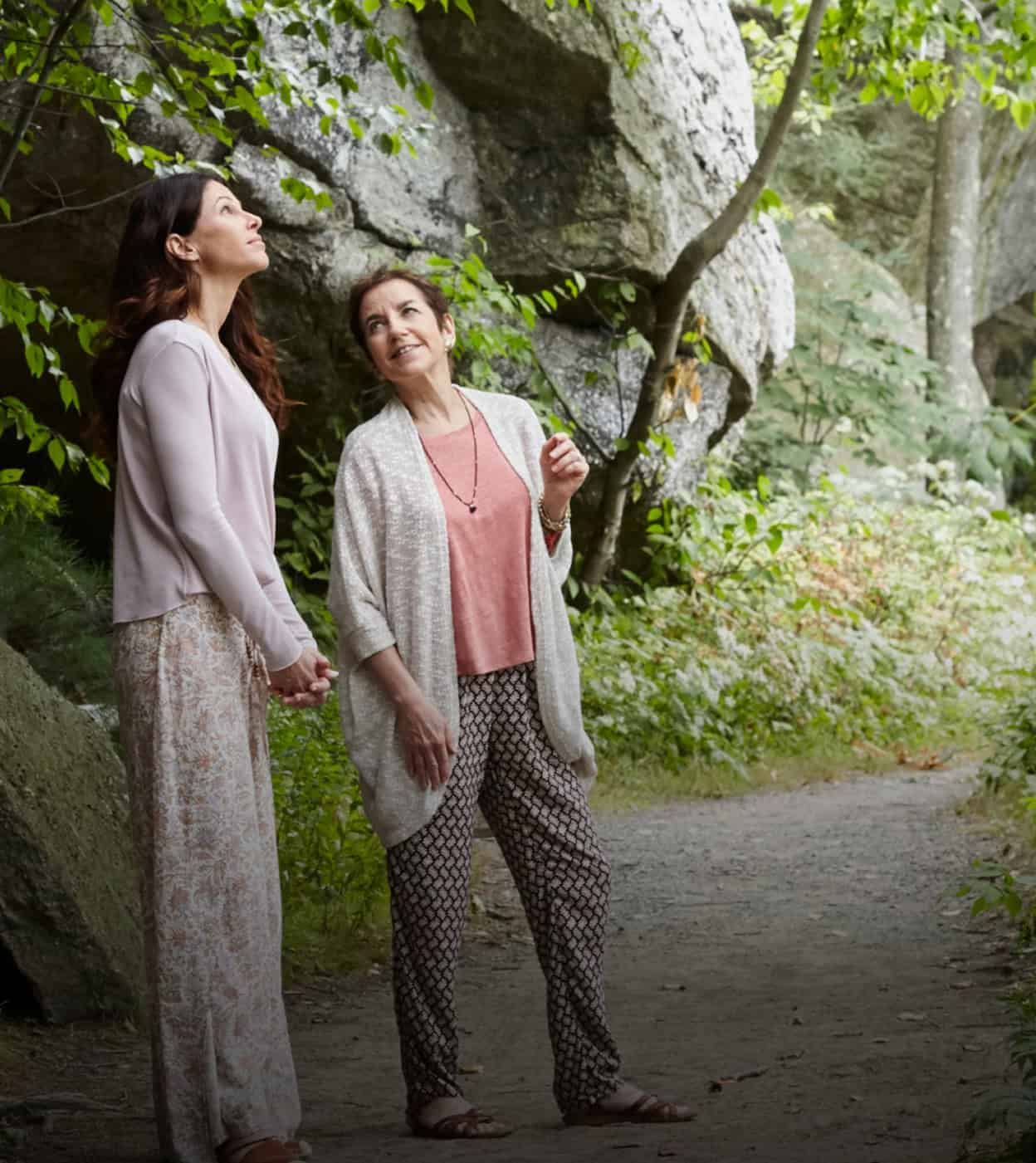 Two Women on a Relaxing Stroll at Our Lake Resort in New York