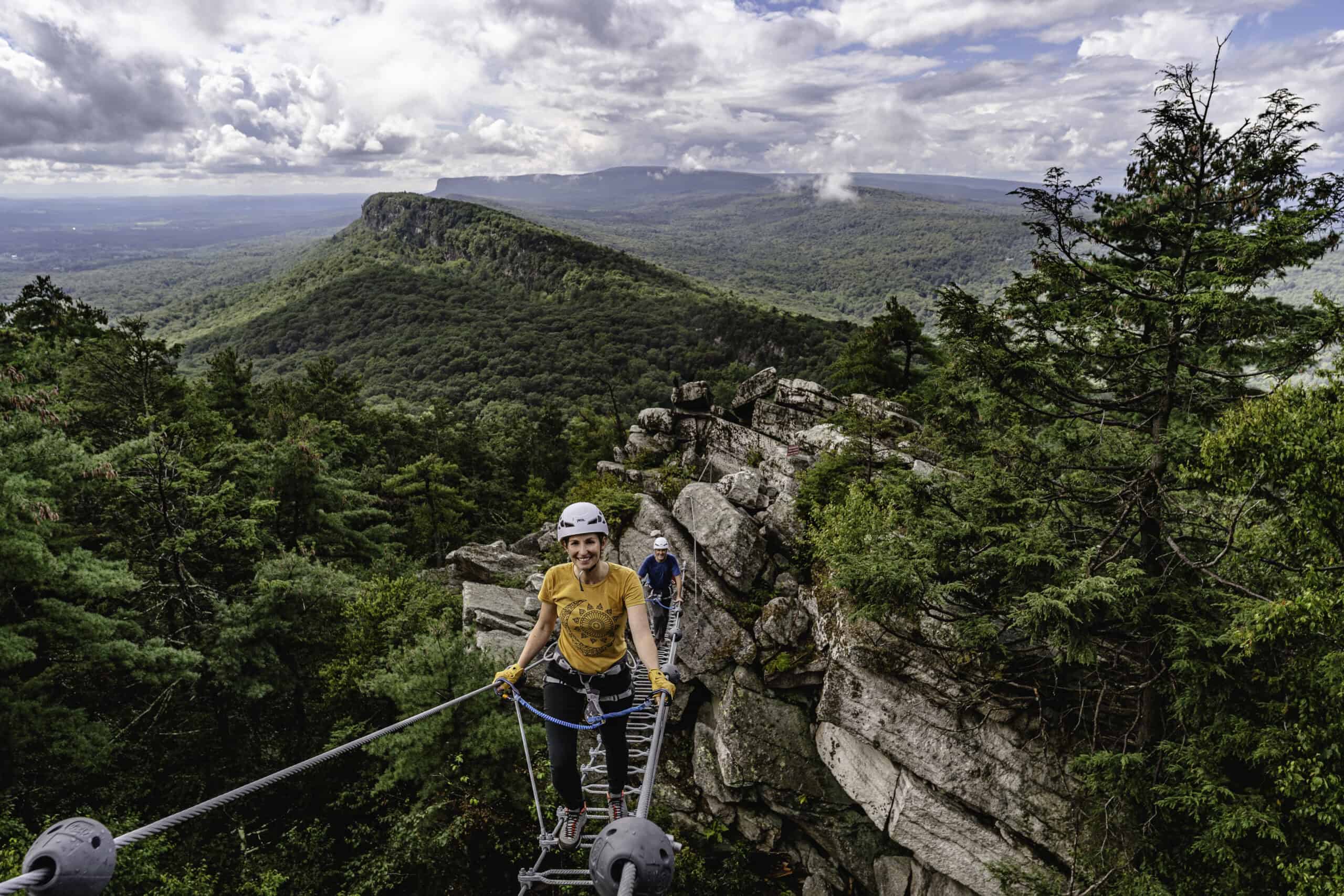 Man and Woman on the Pinnacle Ledge Tour at Our Hudson Valley Resort