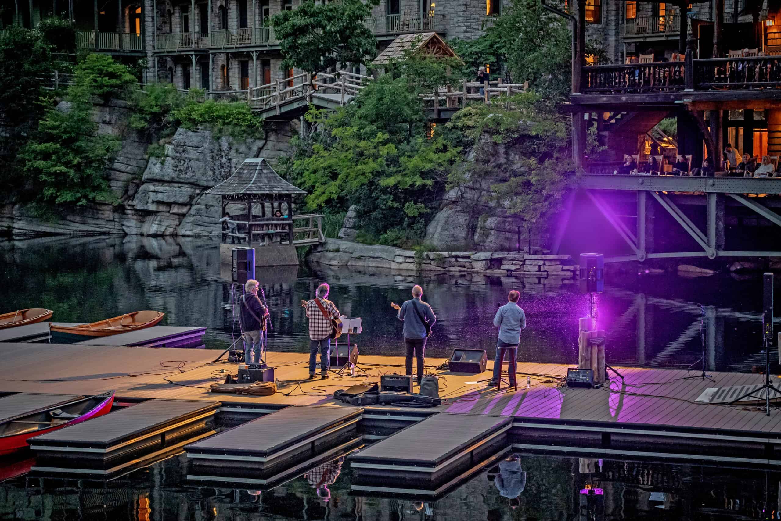 People Performing a Concert on the Boat Dock of Our Lake Resort in New York
