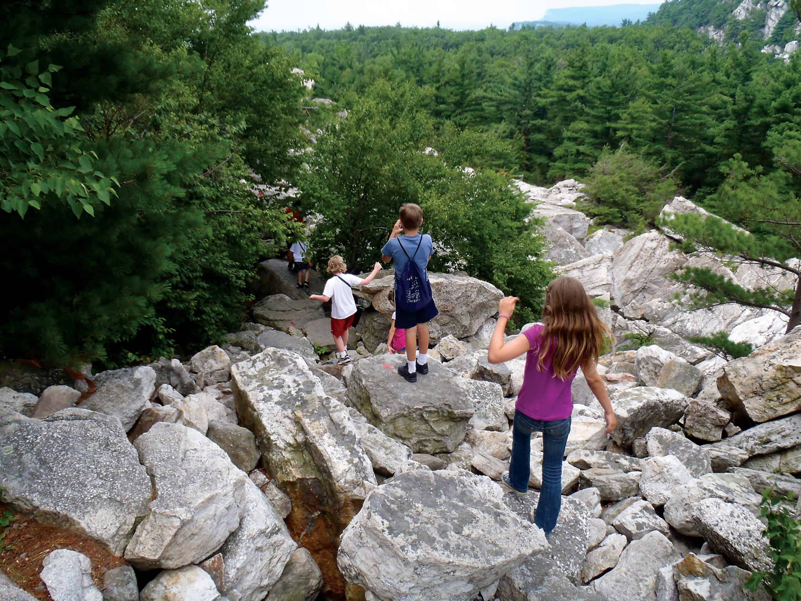 Kids at Mohonk Experiencing Our Rock Scramble