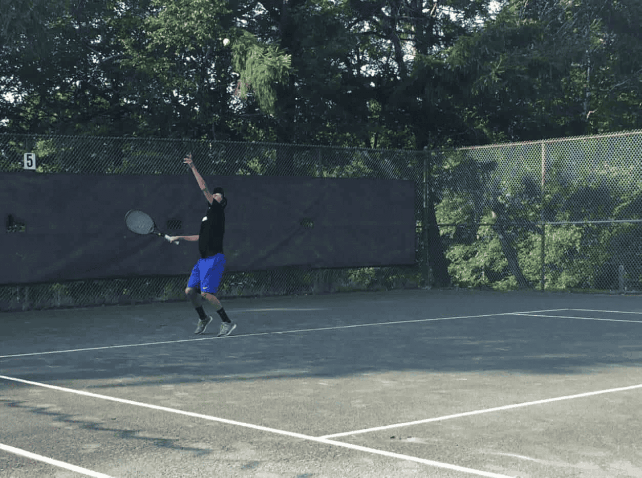 Person Serving at a Tennis Clinic
