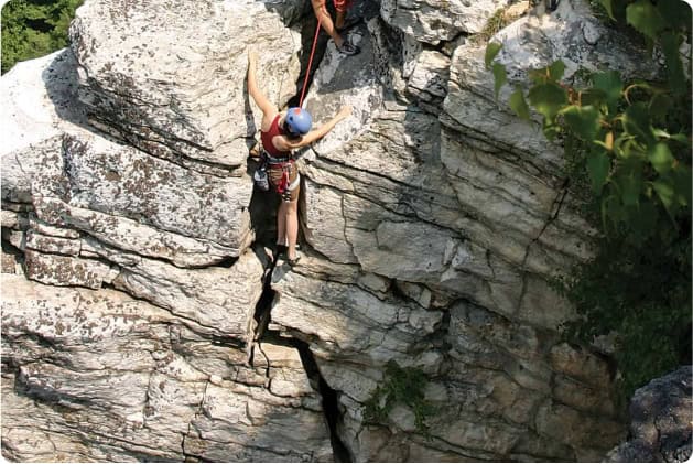 Women Challenging Herself to Shawangunk Mountains Rock Climbing at Mohonk